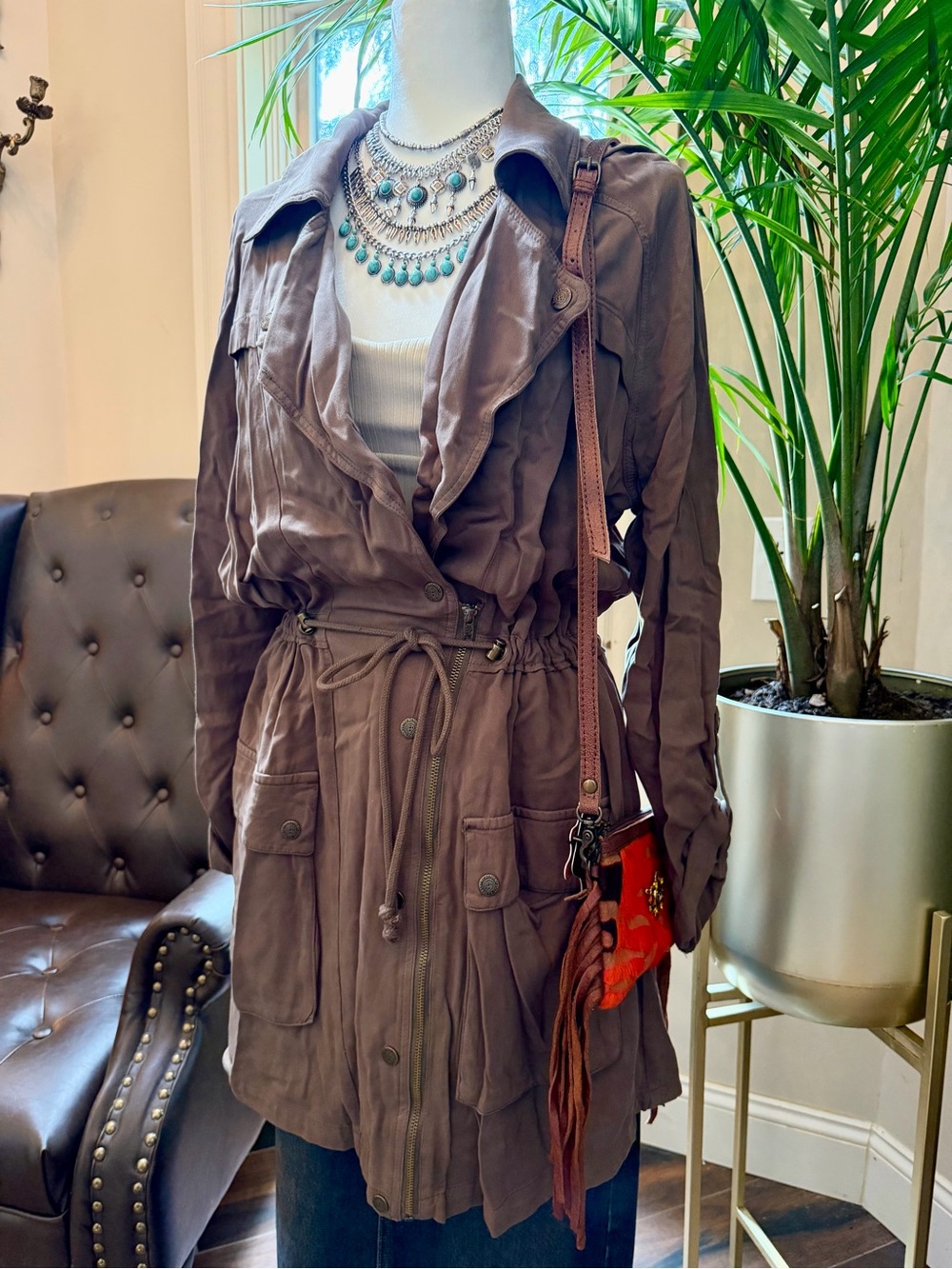 NWT Kenneth Cole Reaction Utility Fall Jacket Trench Military Coat Green XL
